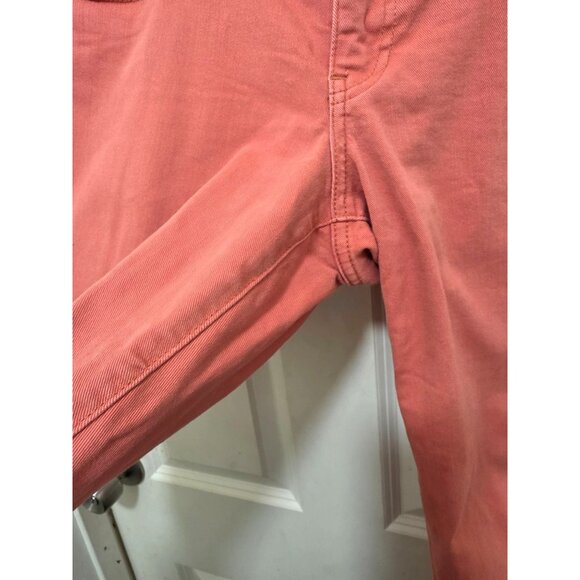 TORY BURCH Women's Coral Pink Straight Leg Jeans Gold Logo Hardware Size 30 - Picture 5 of 10